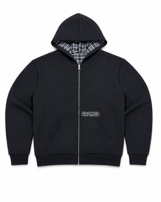 Reversible Plaid Zip-Up